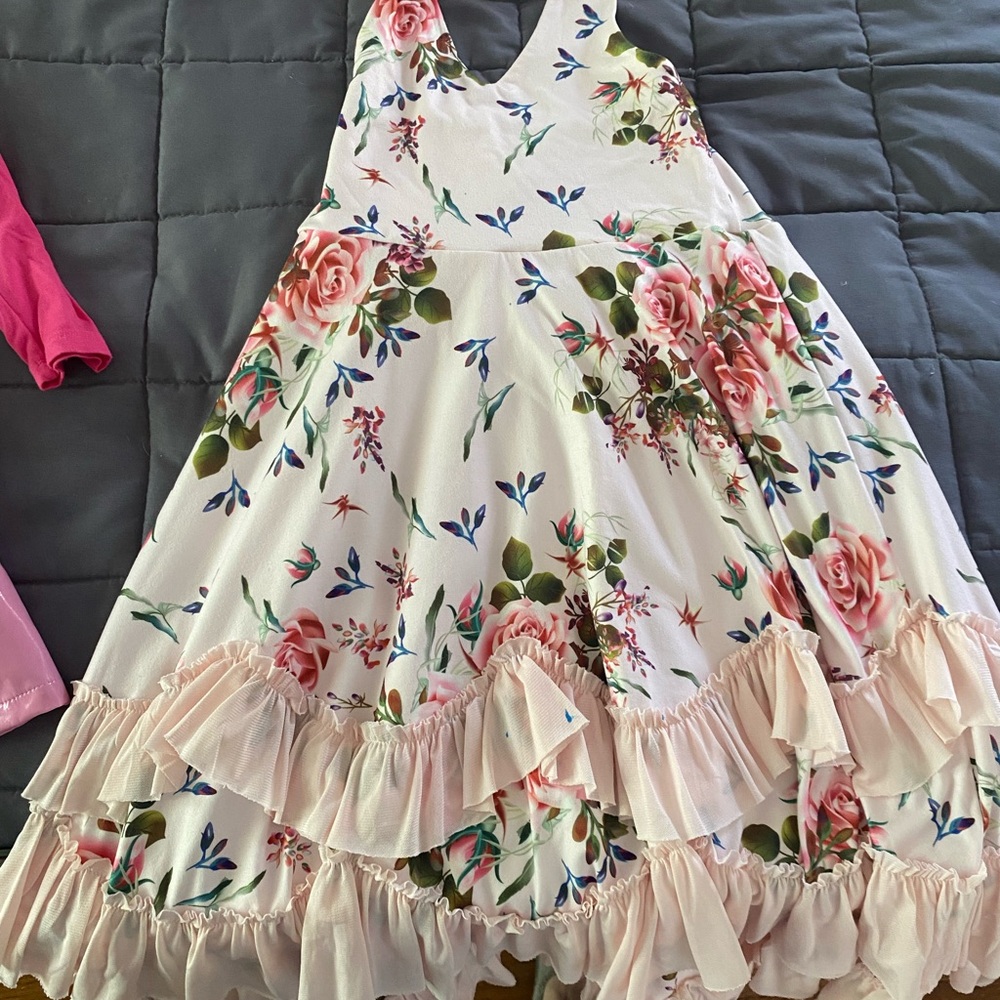 Daisy Cream Ruffled Tiered Sleeveless V-Neck Dress